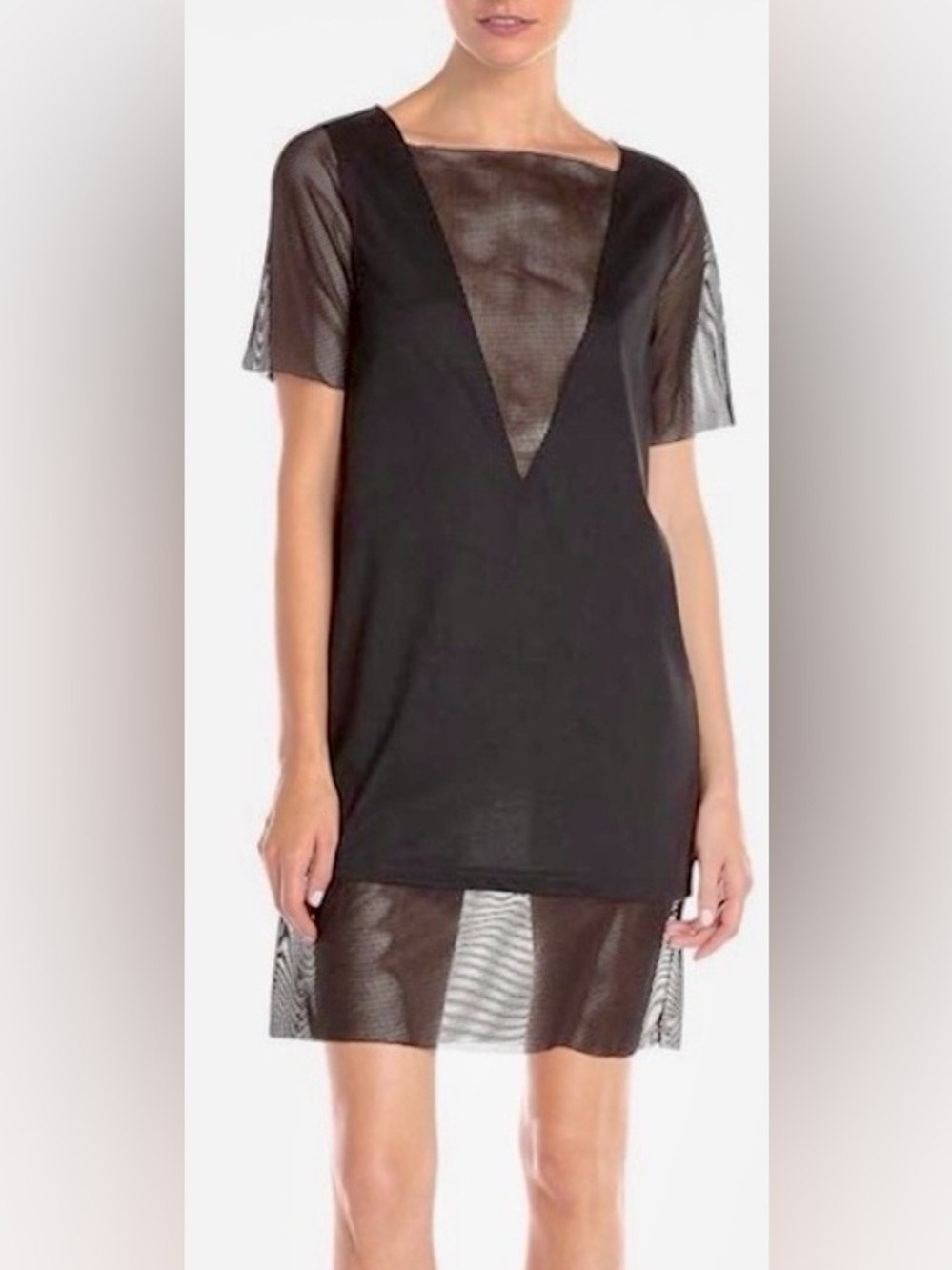 Cheap Monday Black Short T-Shirt Dress with Mesh Details Size S Goth Punk Rare